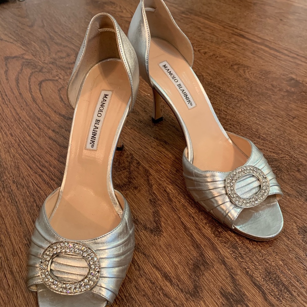 Silver 3.5 inch heels